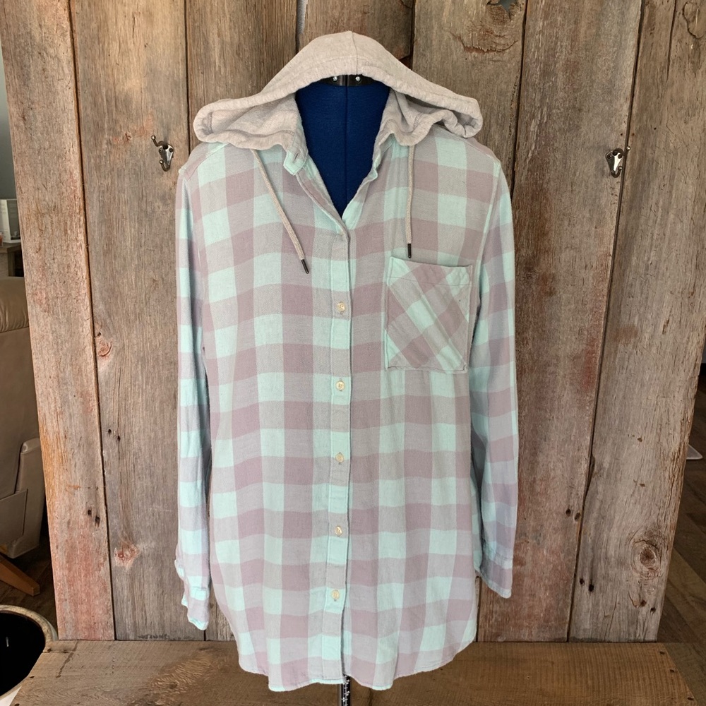 Aeropostale Hooded Plaid Soft Flannel Sz M